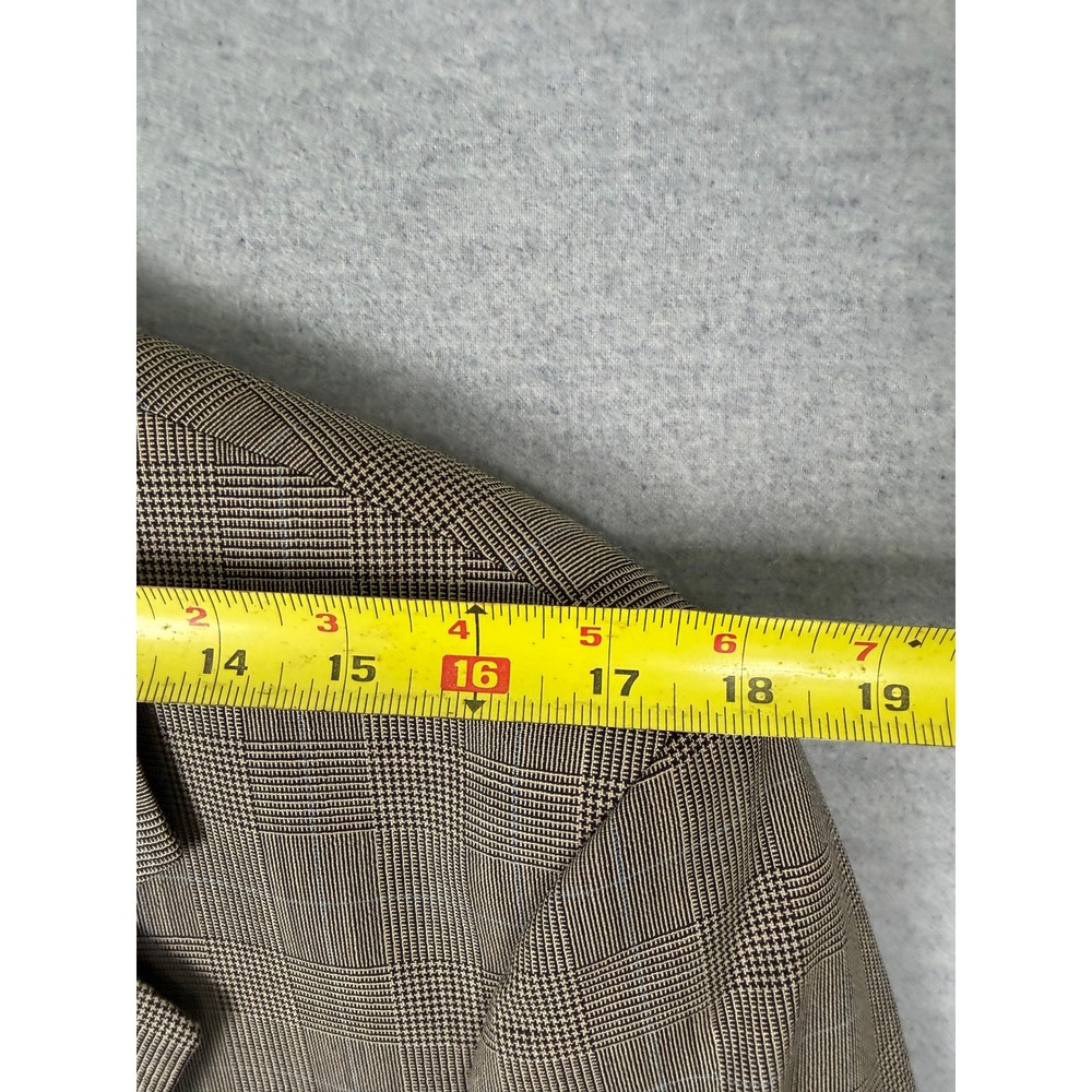 Vintage Brooks Brothers Mens 40R Wool Glen Plaid Blazer Sport Coat Tan Blue - Picture 8 of 11